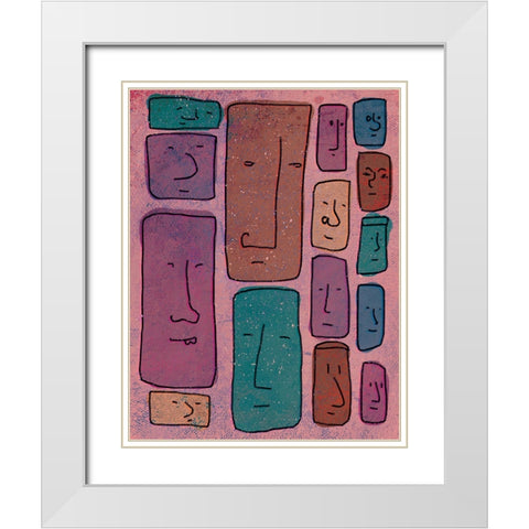 Faces White Modern Wood Framed Art Print with Double Matting by Demir, Aylin