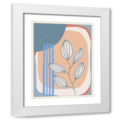 Botanical Plants and Sun White Modern Wood Framed Art Print with Double Matting by Demir, Aylin