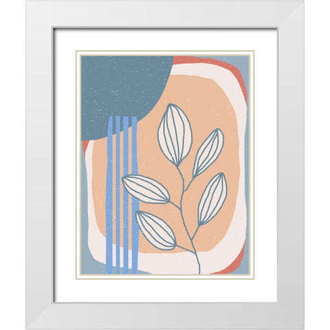 Botanical Plants and Sun White Modern Wood Framed Art Print with Double Matting by Demir, Aylin