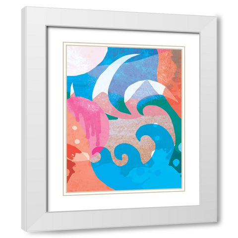 Melting Sun White Modern Wood Framed Art Print with Double Matting by Demir, Aylin