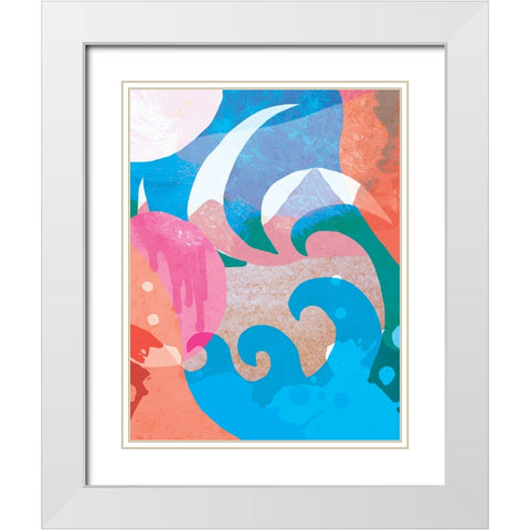 Melting Sun White Modern Wood Framed Art Print with Double Matting by Demir, Aylin