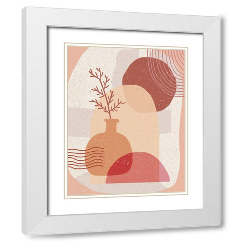 Boho Plant a Pot White Modern Wood Framed Art Print with Double Matting by Demir, Aylin