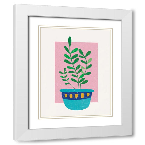 Plant in Sunset White Modern Wood Framed Art Print with Double Matting by Demir, Aylin