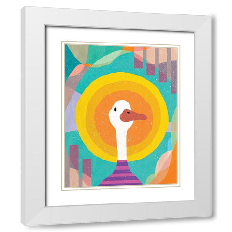 Duck in the Sun White Modern Wood Framed Art Print with Double Matting by Demir, Aylin