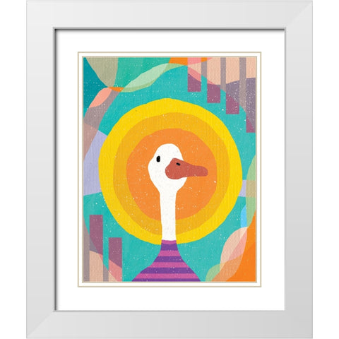 Duck in the Sun White Modern Wood Framed Art Print with Double Matting by Demir, Aylin