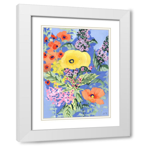 Yellow And Orange Poppies White Modern Wood Framed Art Print with Double Matting by Zwara, Ania