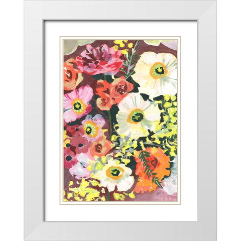 White Anemones White Modern Wood Framed Art Print with Double Matting by Zwara, Ania