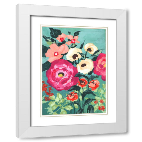 Viva Magenta Peonies White Modern Wood Framed Art Print with Double Matting by Zwara, Ania
