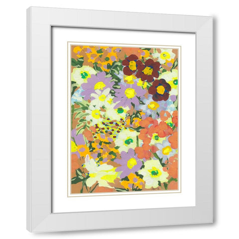 Violet daisies and orange marigold White Modern Wood Framed Art Print with Double Matting by Zwara, Ania