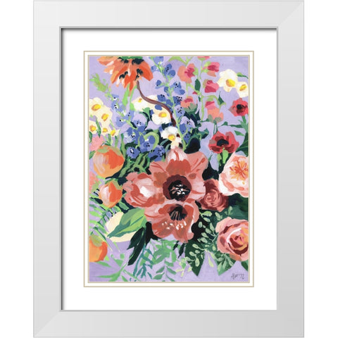 Tropical Bouqet White Modern Wood Framed Art Print with Double Matting by Zwara, Ania