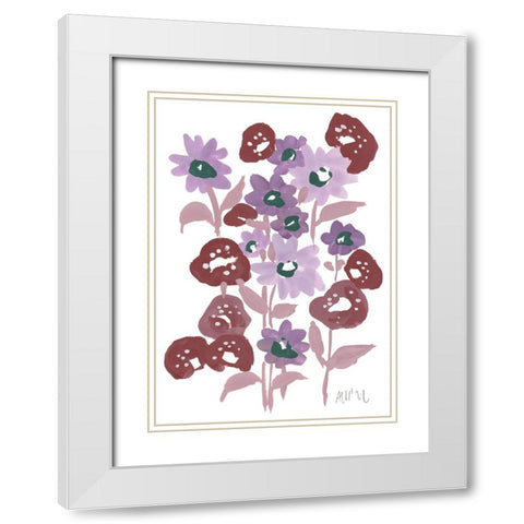 Purple Flowerbed White Modern Wood Framed Art Print with Double Matting by Zwara, Ania