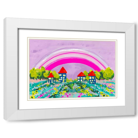 Opera Rose Rainbow White Modern Wood Framed Art Print with Double Matting by Zwara, Ania
