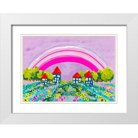 Opera Rose Rainbow White Modern Wood Framed Art Print with Double Matting by Zwara, Ania