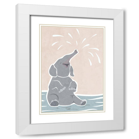 Cute scandi elephant childrens art White Modern Wood Framed Art Print with Double Matting by Manovski, Sarah