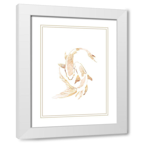 Gold White Japan Koi Fish White Modern Wood Framed Art Print with Double Matting by Manovski, Sarah