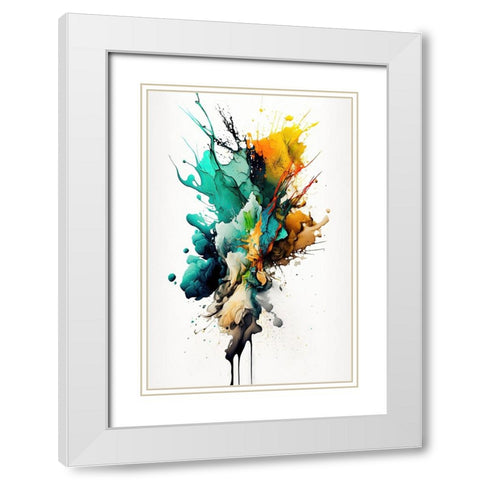 Colorful fluidity White Modern Wood Framed Art Print with Double Matting by Mauro
