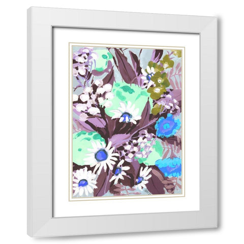 Daisies On Purple Grass White Modern Wood Framed Art Print with Double Matting by Zwara, Ania
