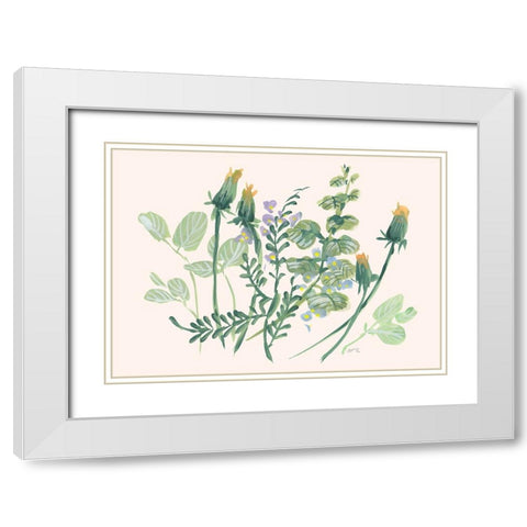 Closed Dandelions White Modern Wood Framed Art Print with Double Matting by Zwara, Ania