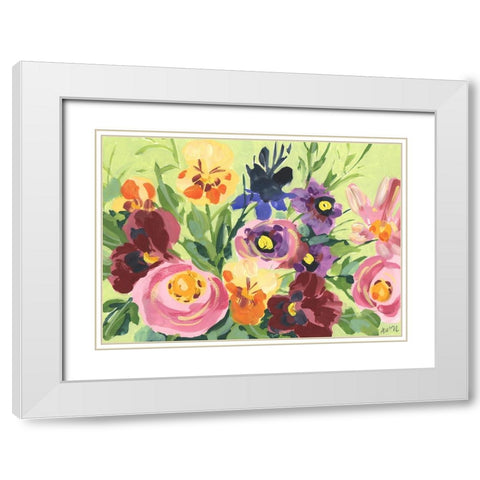 All Shades Of Violet Bouquet White Modern Wood Framed Art Print with Double Matting by Zwara, Ania