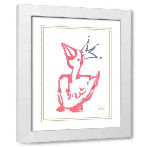 Queen Duck Coral White Modern Wood Framed Art Print with Double Matting by Zwara, Ania