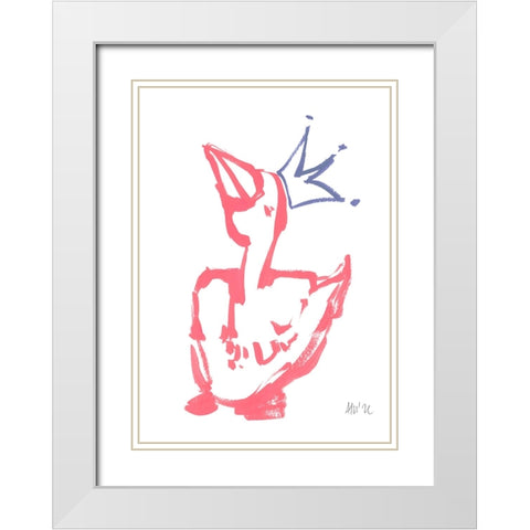 Queen Duck Coral White Modern Wood Framed Art Print with Double Matting by Zwara, Ania