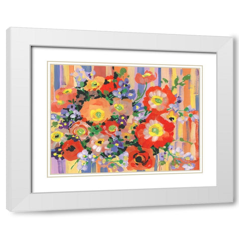 Folk Bouquet White Modern Wood Framed Art Print with Double Matting by Zwara, Ania