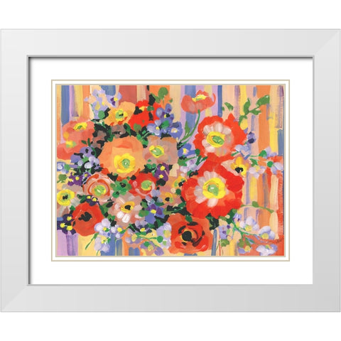 Folk Bouquet White Modern Wood Framed Art Print with Double Matting by Zwara, Ania
