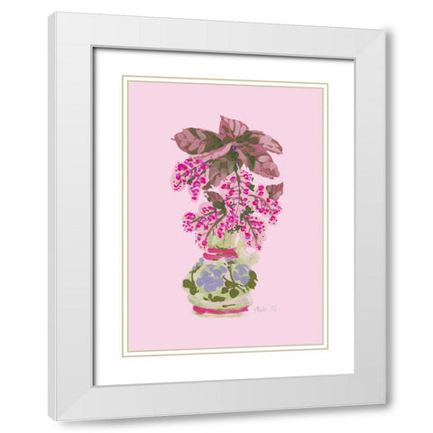 Blooming Vase In Pink White Modern Wood Framed Art Print with Double Matting by Zwara, Ania