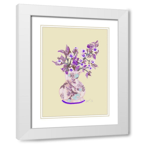 Apple Blossom - Violet White Modern Wood Framed Art Print with Double Matting by Zwara, Ania