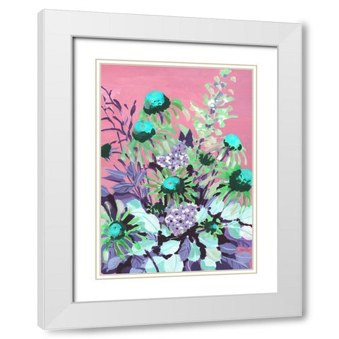 Echinacea pink sky White Modern Wood Framed Art Print with Double Matting by Zwara, Ania