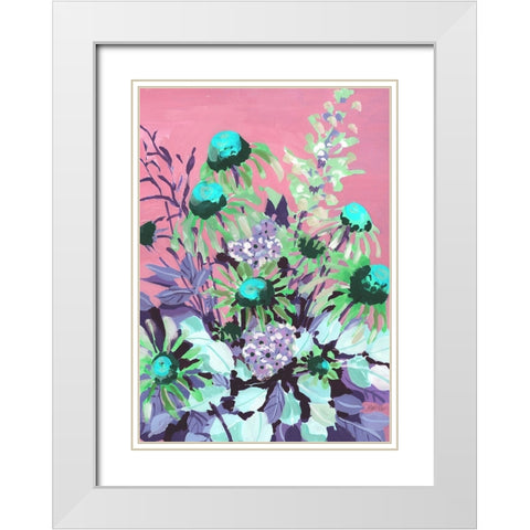 Echinacea pink sky White Modern Wood Framed Art Print with Double Matting by Zwara, Ania