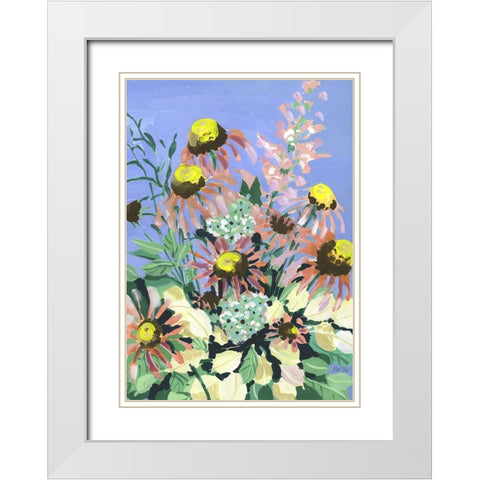 Echinacea Blue Sky White Modern Wood Framed Art Print with Double Matting by Zwara, Ania