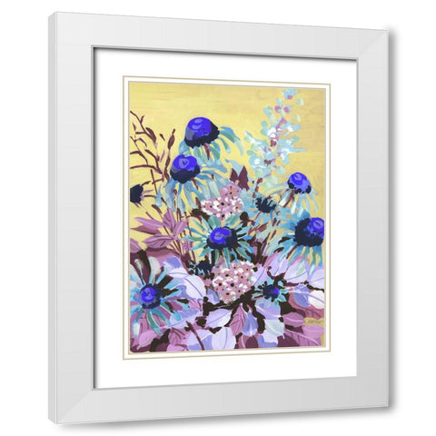 Echinacea Cobalt Blue White Modern Wood Framed Art Print with Double Matting by Zwara, Ania