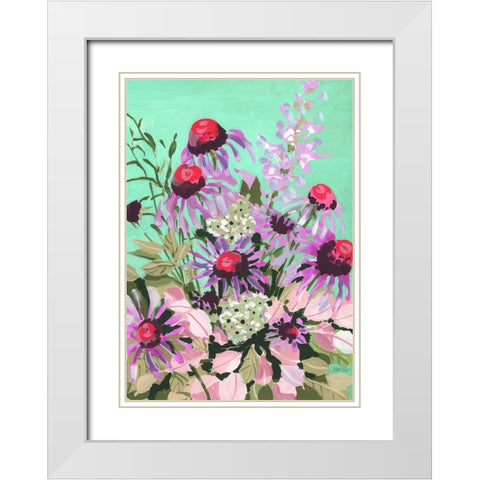 Echinacea Red And Pink White Modern Wood Framed Art Print with Double Matting by Zwara, Ania