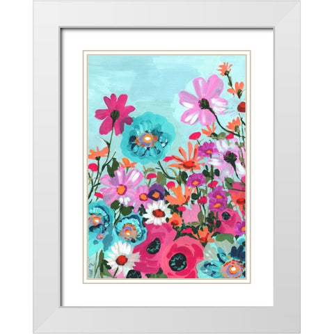 Meadow In June Pink White Modern Wood Framed Art Print with Double Matting by Zwara, Ania