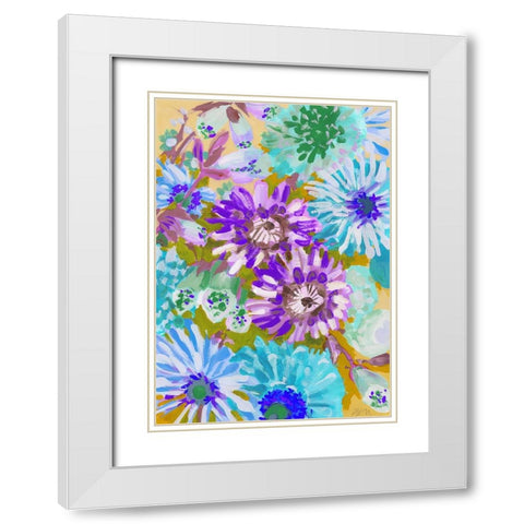 Purple Asters White Modern Wood Framed Art Print with Double Matting by Zwara, Ania