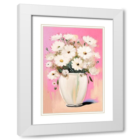 Margarites White Modern Wood Framed Art Print with Double Matting by Treechild