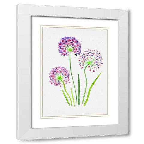 Giant onion or Allium giganteum botanical painting White Modern Wood Framed Art Print with Double Matting by Kata Botanical