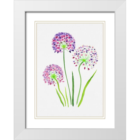 Giant onion or Allium giganteum botanical painting White Modern Wood Framed Art Print with Double Matting by Kata Botanical