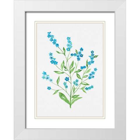Wood forget-me-not or Myosotis sylvatica botanical painting White Modern Wood Framed Art Print with Double Matting by Kata Botanical