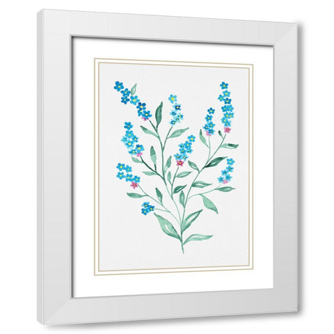 Wood forget-me-not or Myosotis sylvatica botanical painting White Modern Wood Framed Art Print with Double Matting by Kata Botanical