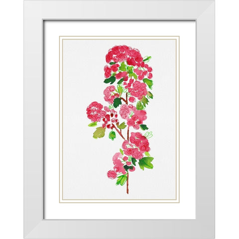 Crataegus laevigata Pauls Scarlet botanical painting White Modern Wood Framed Art Print with Double Matting by Kata Botanical