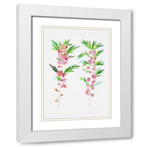 Dwarf Russian almond or Prunus tenella botanical painting White Modern Wood Framed Art Print with Double Matting by Kata Botanical