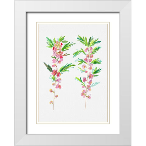 Dwarf Russian almond or Prunus tenella botanical painting White Modern Wood Framed Art Print with Double Matting by Kata Botanical