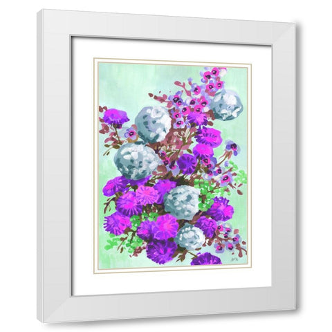 Gray Hydrangea White Modern Wood Framed Art Print with Double Matting by Zwara, Ania