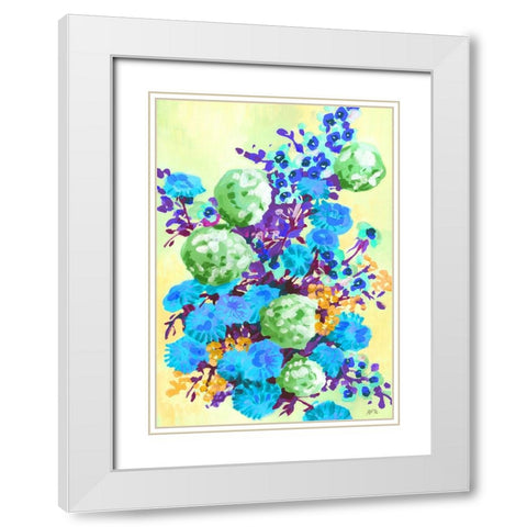 Green Hydrangea White Modern Wood Framed Art Print with Double Matting by Zwara, Ania