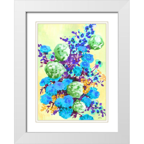 Green Hydrangea White Modern Wood Framed Art Print with Double Matting by Zwara, Ania