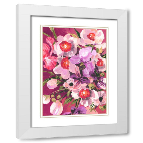 Pink Orchids White Modern Wood Framed Art Print with Double Matting by Zwara, Ania