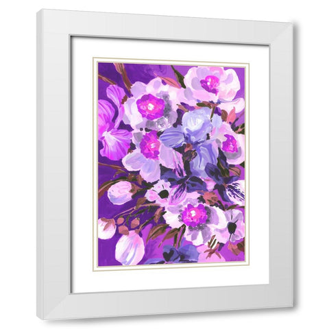 Purple Orchid White Modern Wood Framed Art Print with Double Matting by Zwara, Ania