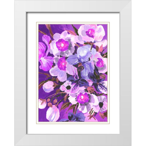 Purple Orchid White Modern Wood Framed Art Print with Double Matting by Zwara, Ania